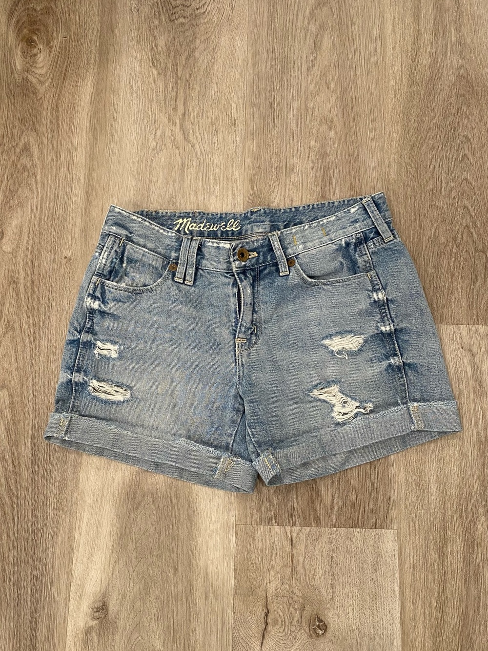 Madewell Women’s Pre-distressed Jean Denim Summer Shorts Light Blue Wash Size 24